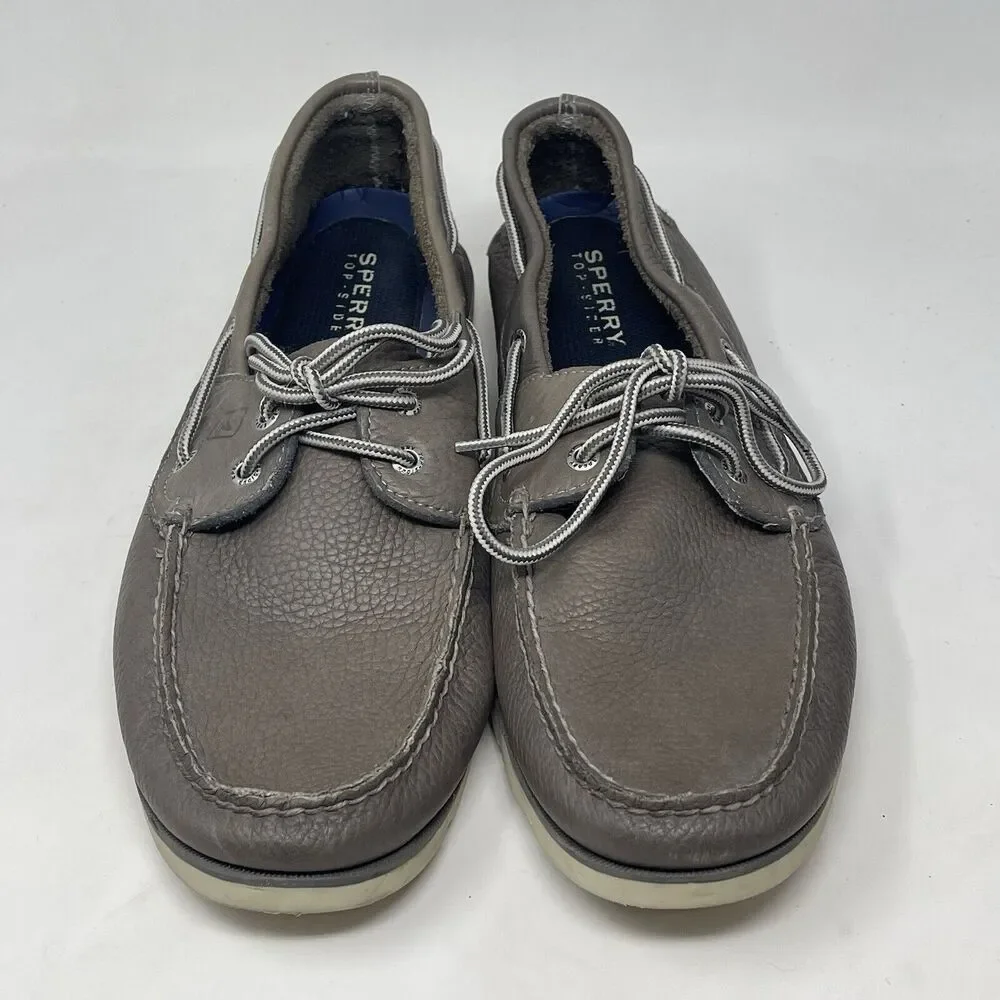 Sperry Top Sider Leeward Boat Shoes Mens 12 M Gray Leather 2 Eye Moccasins
